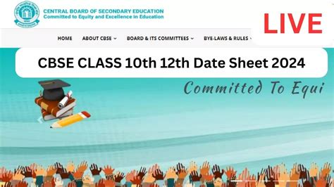 Cbse Class 10th 12th Exam Date Sheet 2024 Live Download Cbse Class 10th 12th Time Table