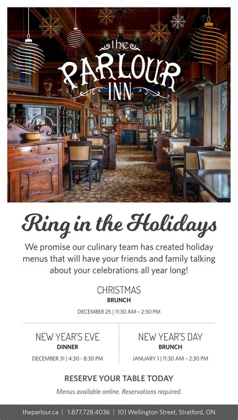 Ring In The Holidays, The Parlour Inn, Stratford, ON