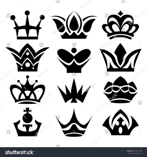 Crown Collection Crown Set Silhouette Crown Stock Vector 178141100 ...