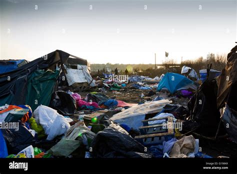 The Jungle Refugee Migrant Camp Calais Northern France Stock Photo