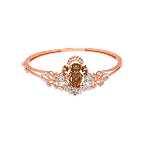 Divine Krishna On Lotus 18kt Rose Gold Diamond Bangle