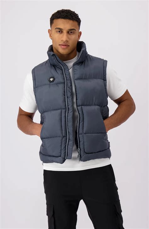 Black Bananas Block Bodywarmer Heren Grijs Heren Shoppen