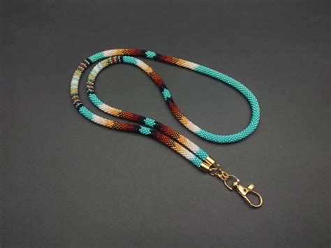 Stylish Turquoise Beaded Lanyard For Badge Native American Inspired