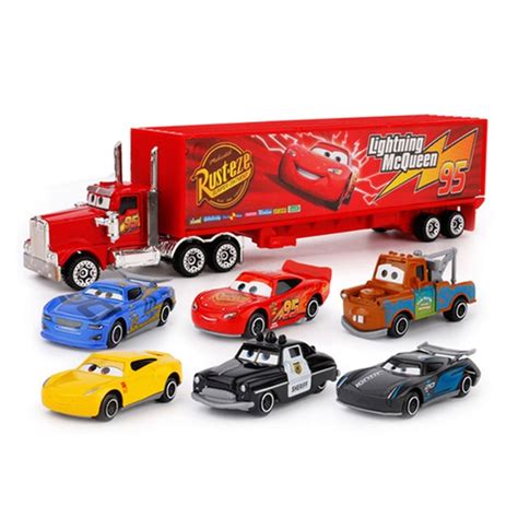 7pçs Conjunto Disney Pixar Carro 3 Relâmpago McQueen Jackson Storm Mack