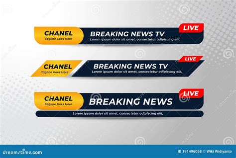 Set Of Broadcast News Lower Thirds Banner Template For Television