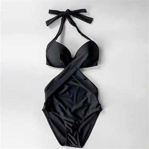 One Piece Swimsuit Women Cover Belly Slim Sexy Backless Triangle Bikini