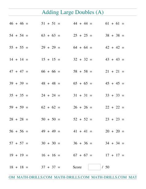 30 Doubles Addition Worksheets Worksheets Decoomo