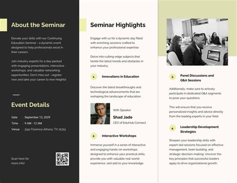 Continuing Education Seminar Brochure Template Venngage