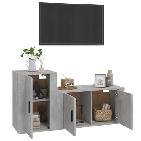 Ensemble de meubles TV 2 pcs gris béton bois d ingénierie SALALIS