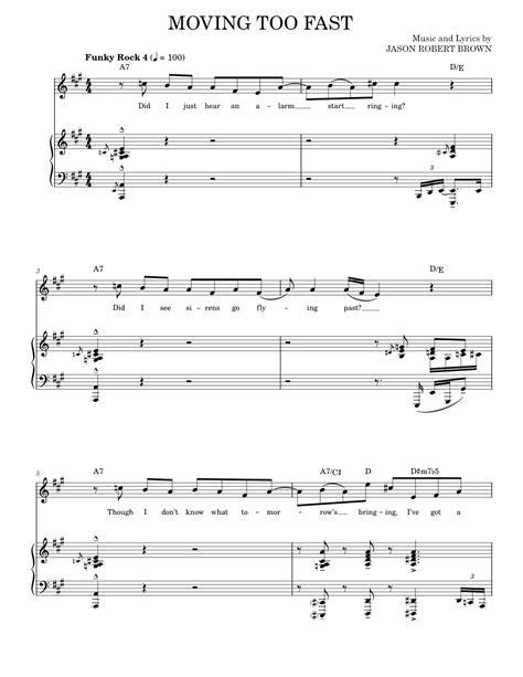 Moving Too Fast From The Last 5 Years Sheet Music For Piano Vocals