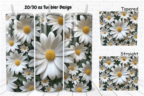 3d Daisies 20 30 Oz Skinny Tumbler Wrap Graphic By Regulrcrative