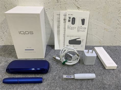 【目立った傷や汚れなし】1円 Iqos3 アイコス3 Duo 電子タバコ ステラーブルー 登録状態不明 火を使わない灰が出ないニオイが