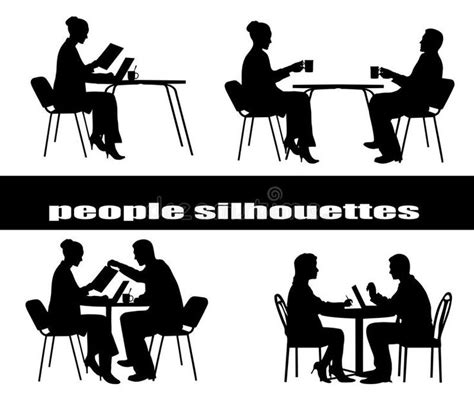 Silhouettes Of People At A Table On The Image Silhouettes Of People