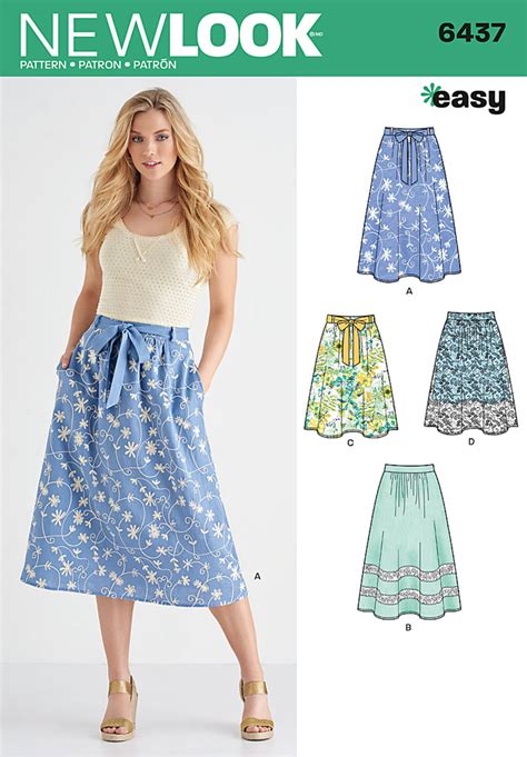 New Look 6437 Misses Skirt In Two Lengths With Fabric Variations