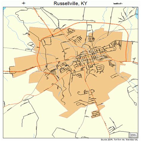 Russellville Kentucky Street Map 2167512