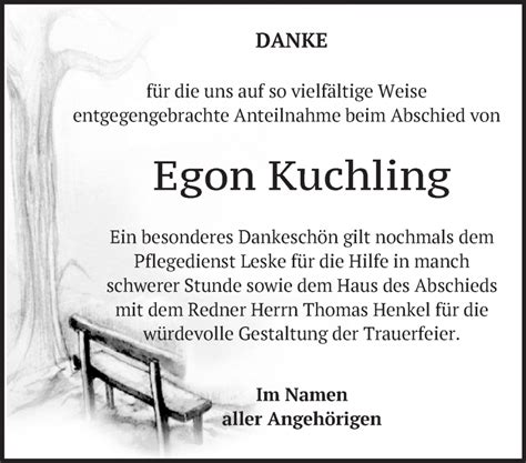 Traueranzeigen Von Egon Kuchling M Rkische Onlinezeitung Trauerportal