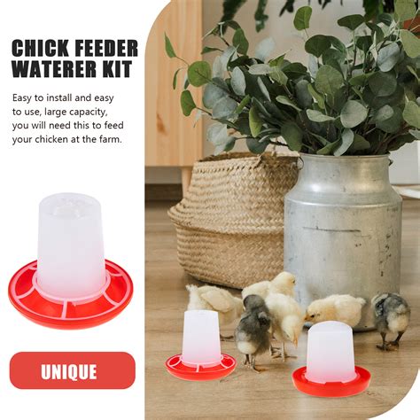 Chick Feeder And Waterer Kit Automatic Chicken Feeder Plastic Poultry Waterer Food Feeder Set