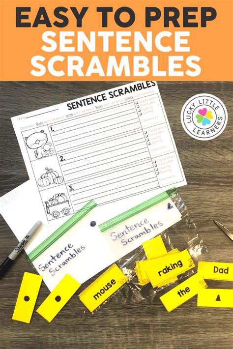 Practice Writing Sentences With Sentence Scrambles Lucky Little Learners