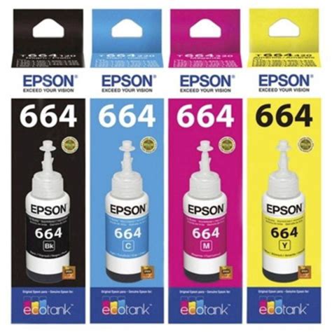 Kit C 4 Refil De Tinta Epson Original Preto Ciano Magenta Amarelo L200