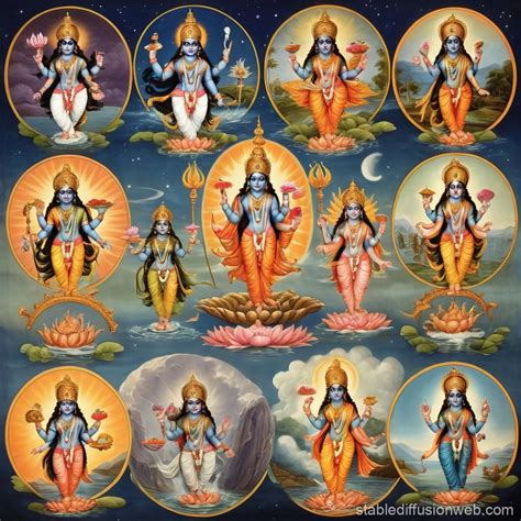 the ten primary avatars of vishnu Prompts | Stable Diffusion Online