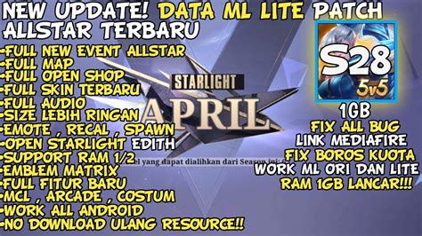 Data Ml Lite Gb Terbaru Efek Hd Full Event Dan Skin Patch Allstar