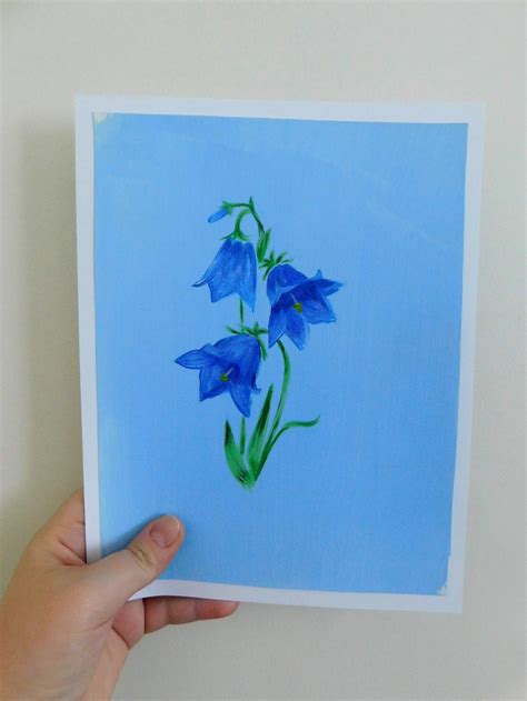 Original Flower ''blue Bell'' Acrylic Painting - Etsy