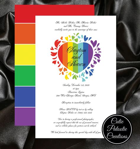 Gay Wedding Invitations Rainbow Gay Pride Heart Wedding Invitations