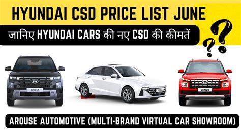 HYUNDAI CARS CSD PRICE LIST JUNE 2024 NEW CRETA NEW I20 NEW