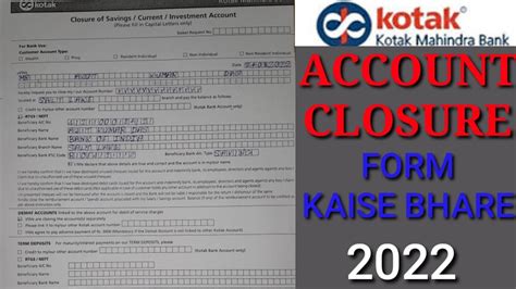 How To Fill Closure Form Of Kotak Mahindra Bank Account Closure Form