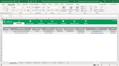 Planilha De C Lculo Para Fretes Fracionados Por Km Rodado Em Excel