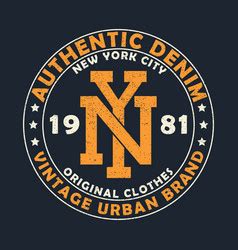 New York Superior Denim Vintage T Shirt Graphic Vector Image