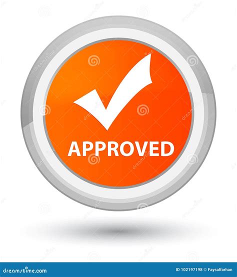 Approved Validate Icon Prime Orange Round Button Stock Illustration