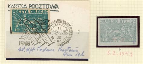 Poland Stamp Postcards Used By Polish Pows At Camp Oflag Ii C