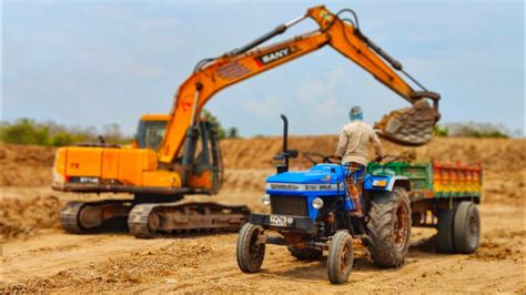 SANY Excavator Loding Mud Work By Sonalika Tractor Tractor Video