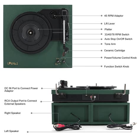 Lpno Record Player Bluetooth Turntable With Built In