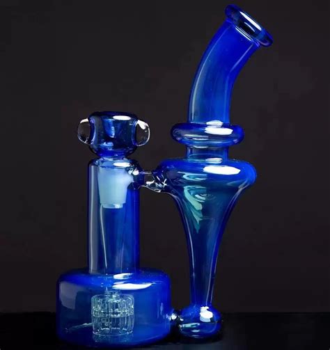 Blue High Borosilicate Glass Smoking Hookah Pipe DAB Rig Bubbler Matrix