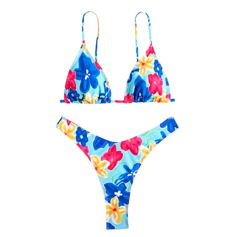 Daznico Swim Suits For Women 2024 Women Floral Print Bikini Sexy Thong