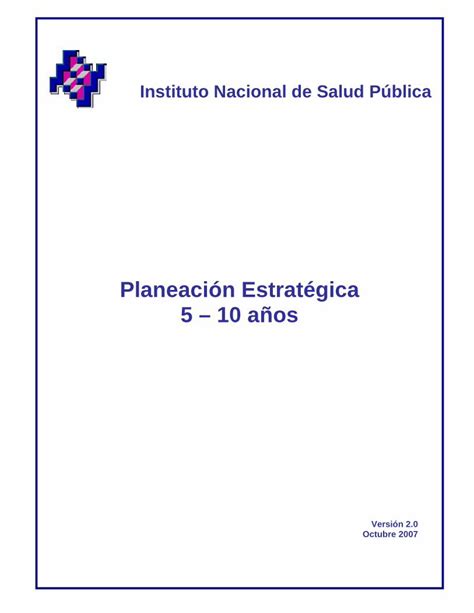 PDF Planeación Estratégica 5 10 años insp mx DOKUMEN TIPS