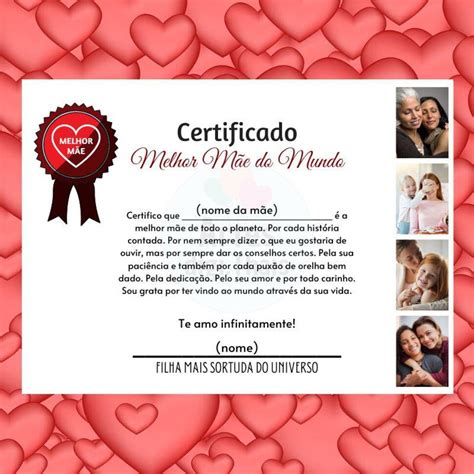 Certificado Digital Melhor Mãe Do Mundo no Elo7 Artes Digi Thais