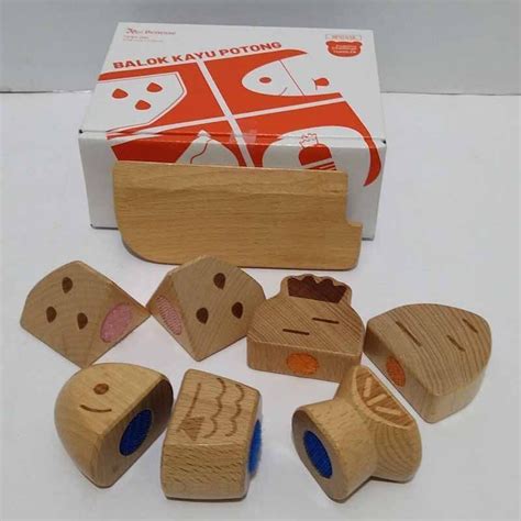 Jual Mainan Balok Kayu Potong Wooden Toys Set Mainan Potong Sayur