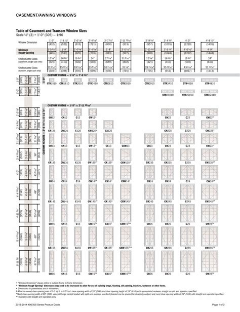 Pdf 400 Series Casement Window Size Chart Andersen  · • Window Dimension Always Refers To