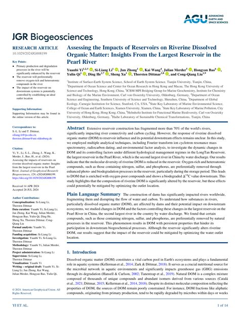 Assessing The Impacts Of Reservoirs On Riverine Dissolved Organic