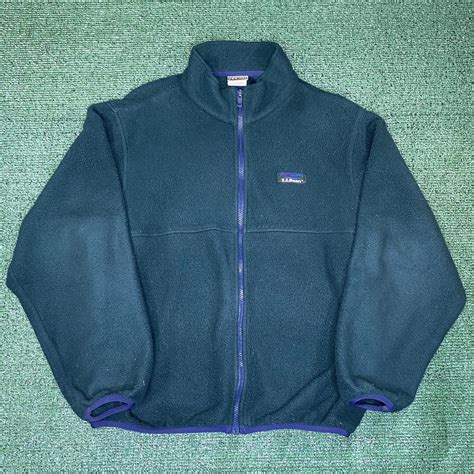 Vintage Ll Bean Womens Full Zip Fleece Jacket Green Depop