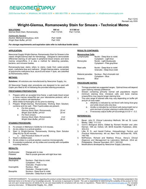 Wright-Giemsa, Romanowsky Stain Histology Staining Procedure - DocsLib