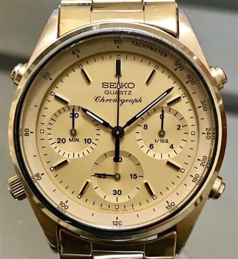 For Sale Vintage Seiko Gold Tone 7a28 7029 Quartz Chronograph