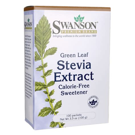 Swanson Green Leaf Stevia Extract 100 Packets