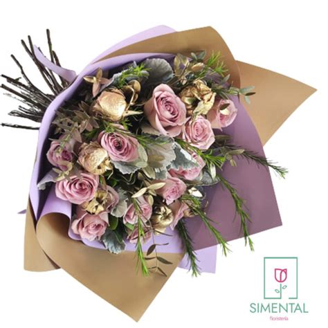 Bouquet Rosas Lilas Y Doradas Floreria Simental En Torreon Envio