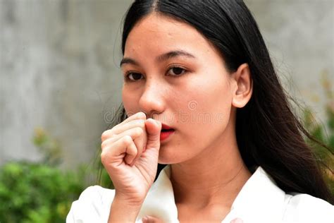 Sick Asian Woman Coughing With Covid Stock Photo Image Of Beautiful