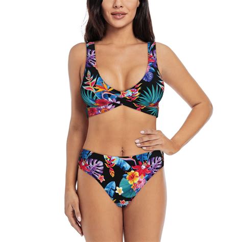 Rocae Tropical Palm Leaves For Bikini Set For Women Two Piece Sexy High