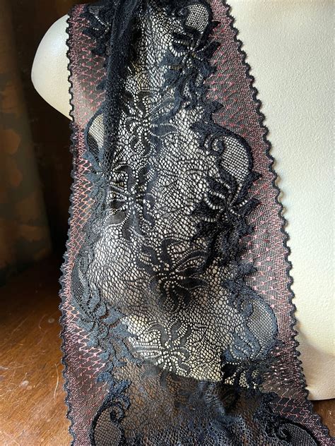 Black Coral Pink Stretch Lace For Lingerie Yoga Waistbands Headbands Str Etsy